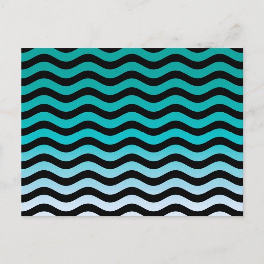 Wavy Turquoise Stripes Pattern Briefkaart (Voorkant)