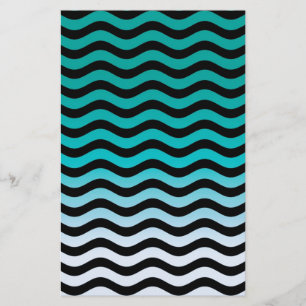 Wavy Turquoise Stripes Pattern Briefpapier