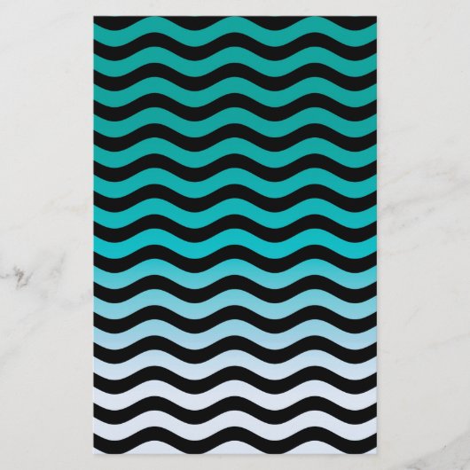 Wavy Turquoise Stripes Pattern Briefpapier (Voorkant)