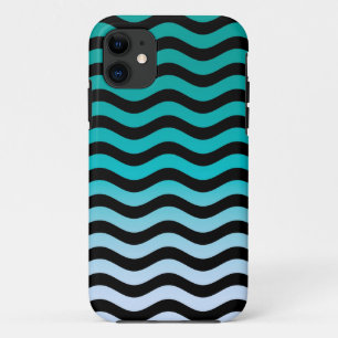 Wavy Turquoise Stripes Pattern Case-Mate iPhone Case