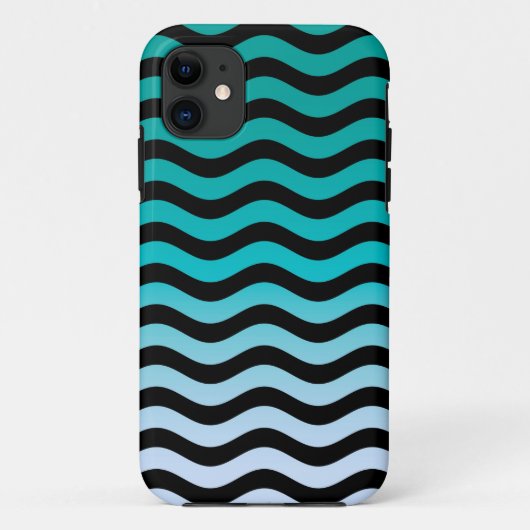 Wavy Turquoise Stripes Pattern Case-Mate iPhone Case (Achterkant)