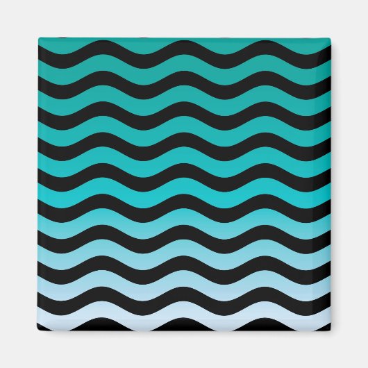 Wavy Turquoise Stripes Pattern Magneet (Voorkant)