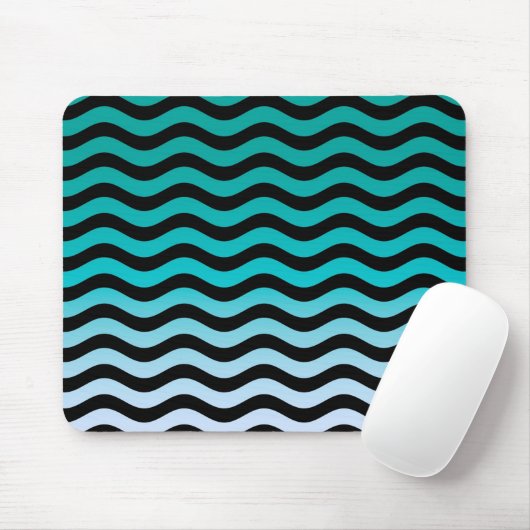 Wavy Turquoise Stripes Pattern Muismat (Met muis)