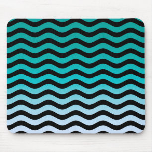 Wavy Turquoise Stripes Pattern Muismat