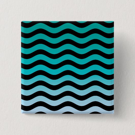 Wavy Turquoise Stripes Pattern Vierkante Button 5,1 Cm (Voorkant)