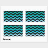 Wavy Turquoise Stripes Rechthoekige Sticker (Vel)
