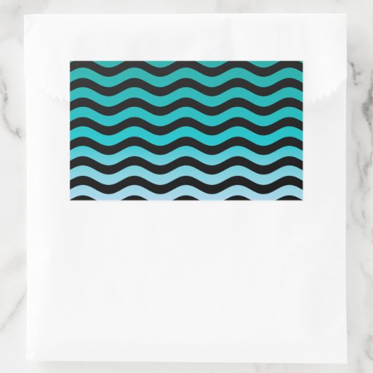 Wavy Turquoise Stripes Rechthoekige Sticker (Tas)