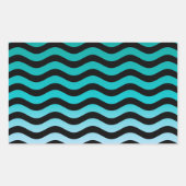 Wavy Turquoise Stripes Rechthoekige Sticker (Voorkant)
