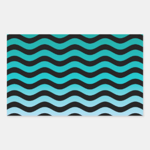 Wavy Turquoise Stripes Rechthoekige Sticker