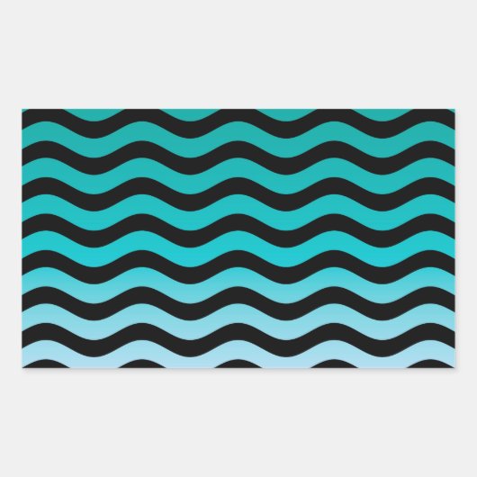 Wavy Turquoise Stripes Rechthoekige Sticker (Voorkant)