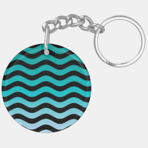 Wavy Turquoise Stripes Sleutelhanger