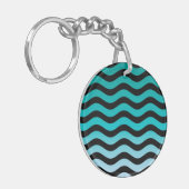 Wavy Turquoise Stripes Sleutelhanger (Voorkant Links)