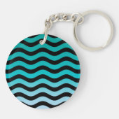 Wavy Turquoise Stripes Sleutelhanger (Achterkant)