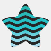 Wavy Turquoise Stripes Ster Sticker (Voorkant)