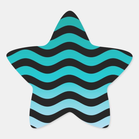 Wavy Turquoise Stripes Ster Sticker (Voorkant)