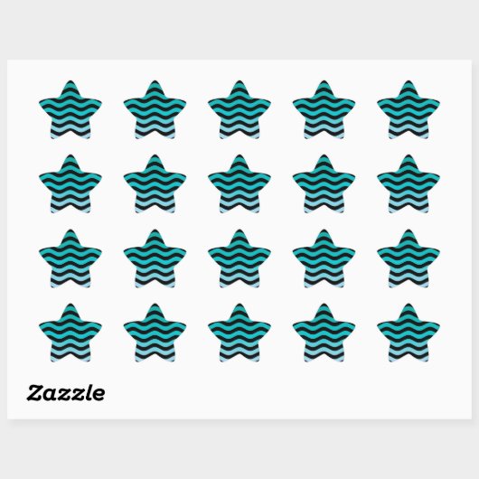 Wavy Turquoise Stripes Ster Sticker (Vel)