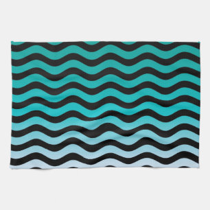 Wavy Turquoise Stripes Theedoek