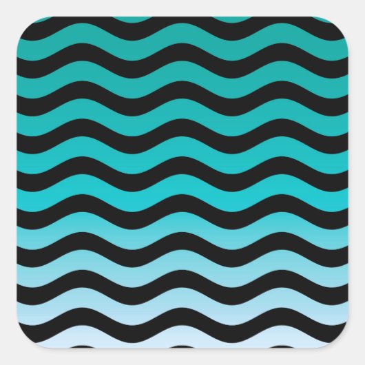 Wavy Turquoise Stripes Vierkante Sticker (Voorkant)