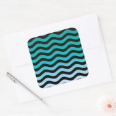 Wavy Turquoise Stripes Vierkante Sticker (Envelop)