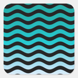 Wavy Turquoise Stripes Vierkante Sticker