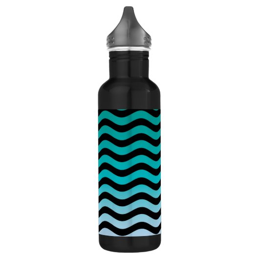 Wavy Turquoise Stripes Waterfles (Links)