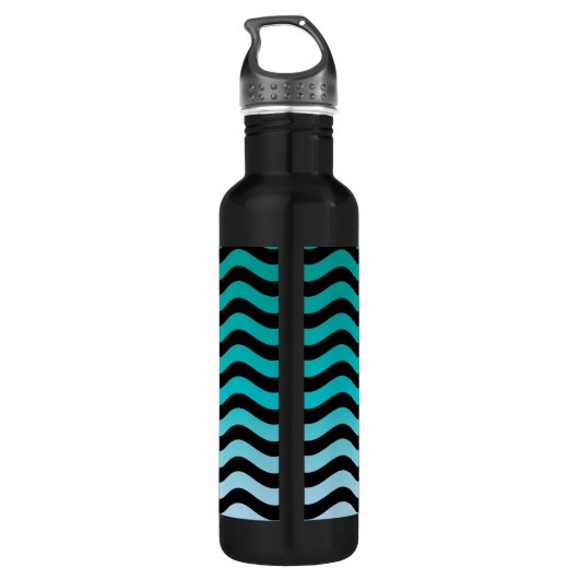 Wavy Turquoise Stripes Waterfles (Achterkant)