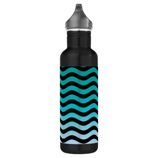 Wavy Turquoise Stripes Waterfles (Rechts)