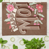  Wavy Typography Moederdag Gift Brown Theedoek (Gevouwen)