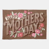  Wavy Typography Moederdag Gift Brown Theedoek (Horizontaal)