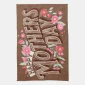  Wavy Typography Moederdag Gift Brown Theedoek (Verticaal)