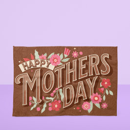  Wavy Typography Moederdag Gift Brown Theedoek