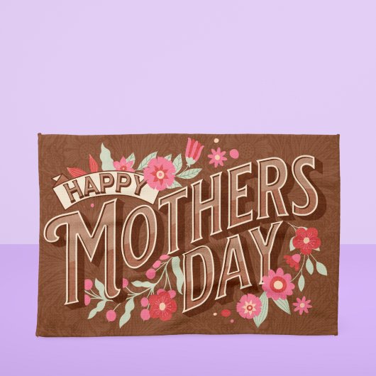  Wavy Typography Moederdag Gift Brown Theedoek