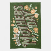  Wavy Typography Moederdag Gift Green Theedoek (Verticaal)