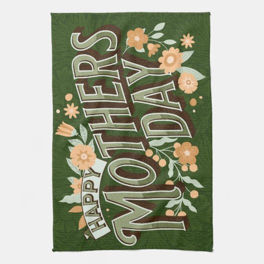  Wavy Typography Moederdag Gift Green Theedoek (Verticaal)