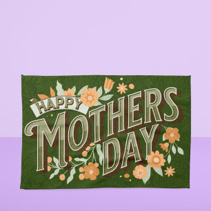  Wavy Typography Moederdag Gift Green Theedoek