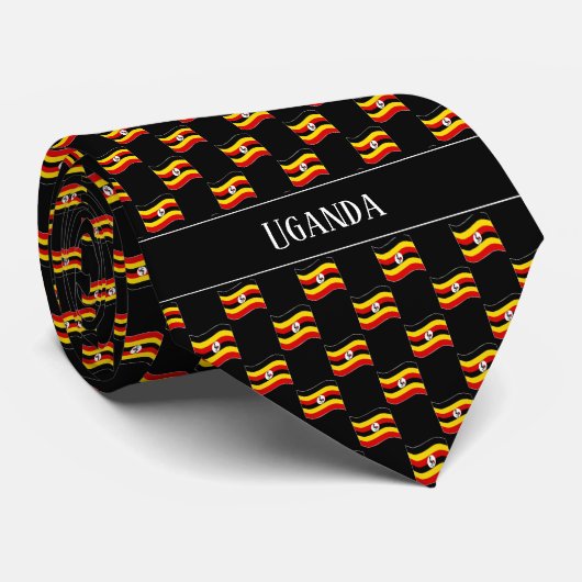 Wavy Uganda Flag Pattern  Stropdas (Opgerold)