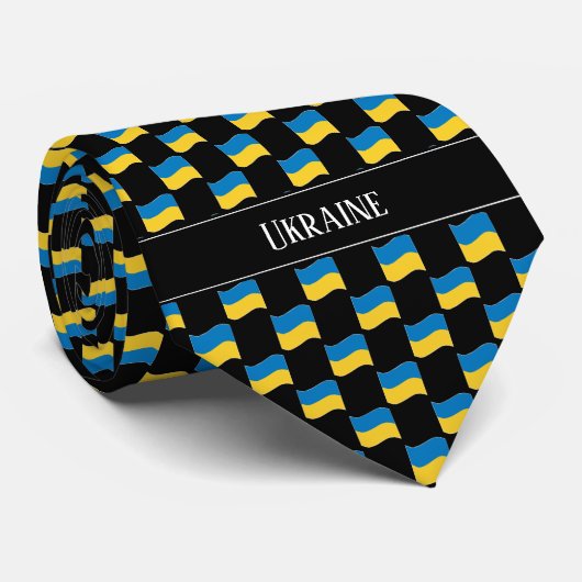 Wavy Ukraine Flag Pattern  Stropdas (Opgerold)