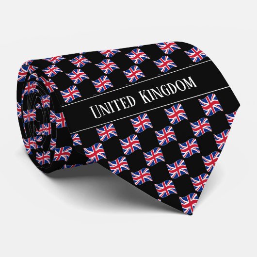 Wavy United Kingdom Flag Pattern  Stropdas (Opgerold)