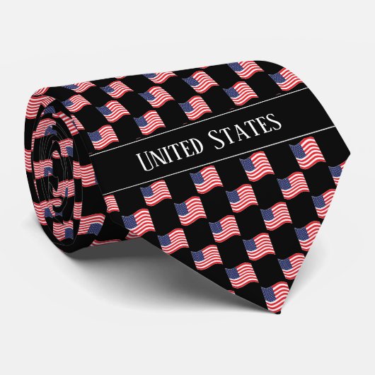 Wavy United States Flag Pattern  Stropdas (Opgerold)
