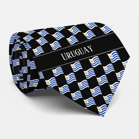 Wavy Uruguay Flag Pattern  Stropdas (Opgerold)