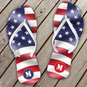 Wavy US Flag Red White en Blue Teenslippers