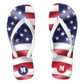 Wavy US Flag Red White en Blue Teenslippers (Voetbed)