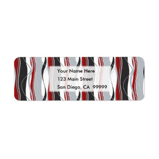 Wavy Vertical Stripes Red Black White en Grey Etiket