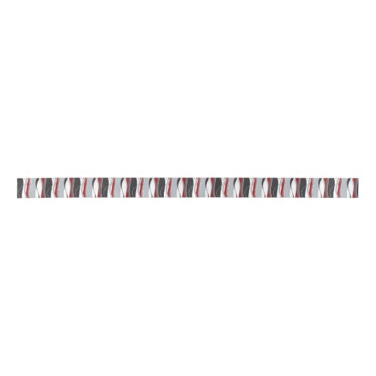 Wavy Vertical Stripes Red Black White en Grey Satijnen Lint (Voorkant)