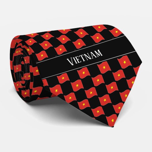 Wavy Vietnam Flag Pattern  Stropdas (Opgerold)