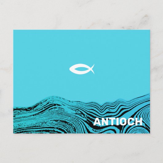 Wavy Waters Jesus Fish Briefkaart (Voorkant)