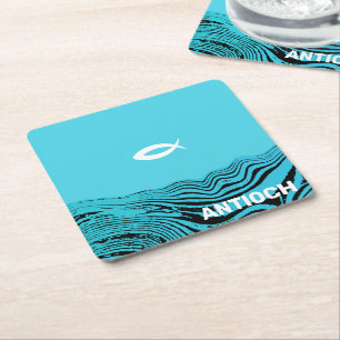 Wavy Waters Jesus Fish Kartonnen Onderzetters