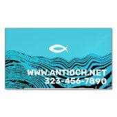 Wavy Waters Jesus Fish Magnetisch Visitekaartje (Voorkant)