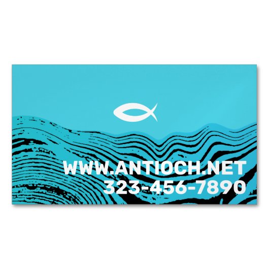 Wavy Waters Jesus Fish Magnetisch Visitekaartje (Voorkant)