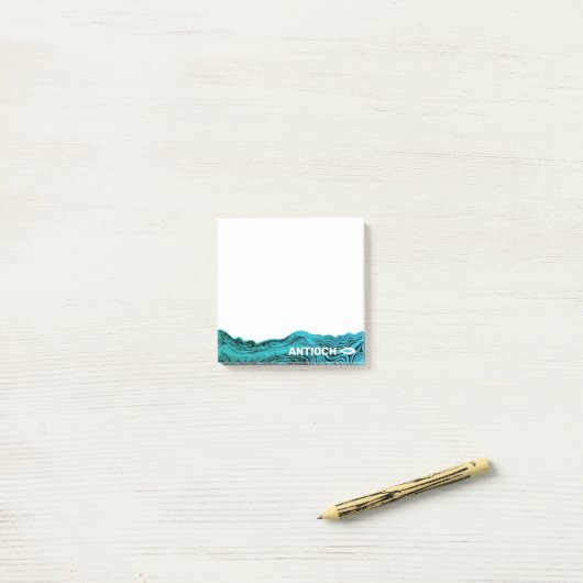 Wavy Waters Jesus Fish Post-it® Notes (Op bureau)